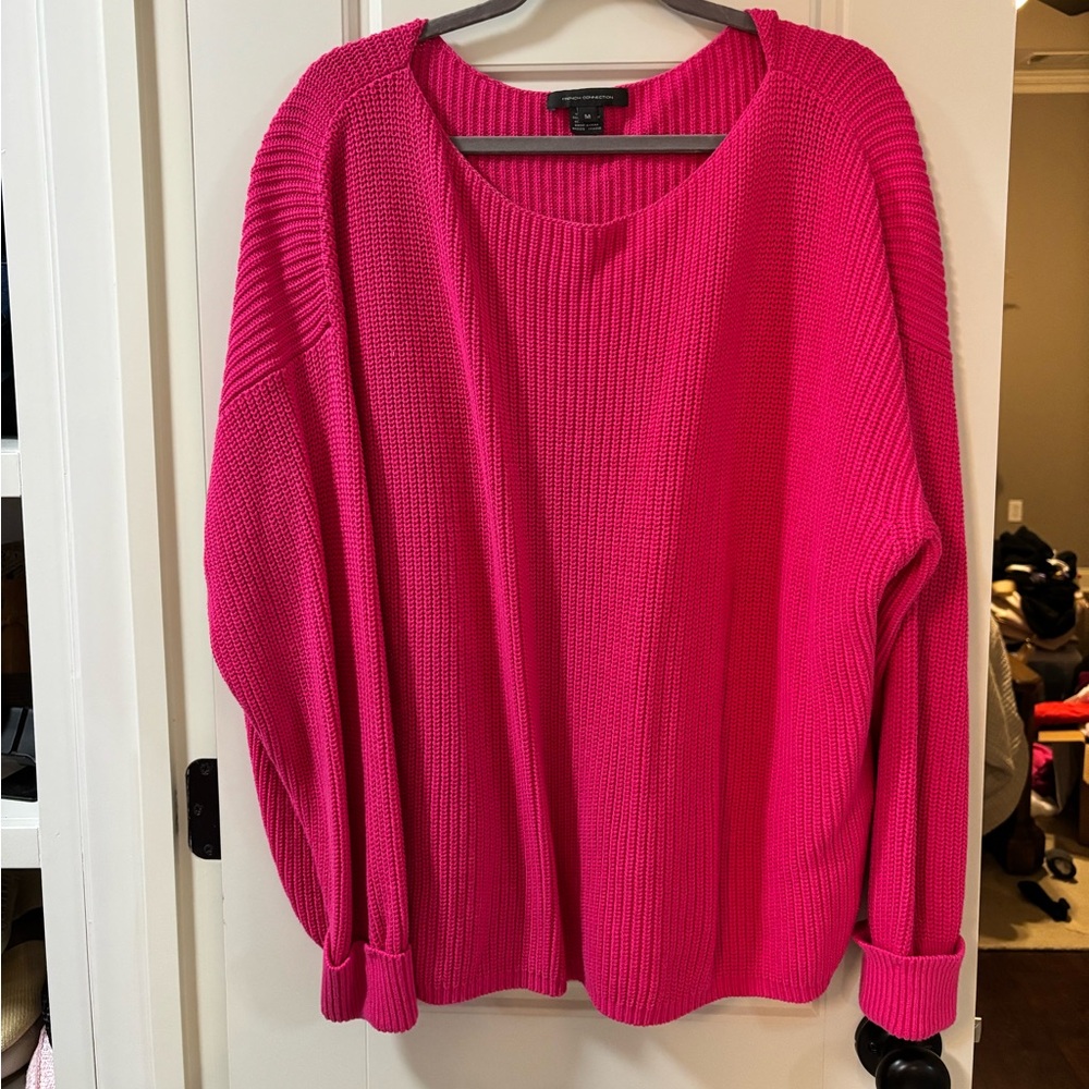 French Connection Vibrant Pink Crew Neck Sweater